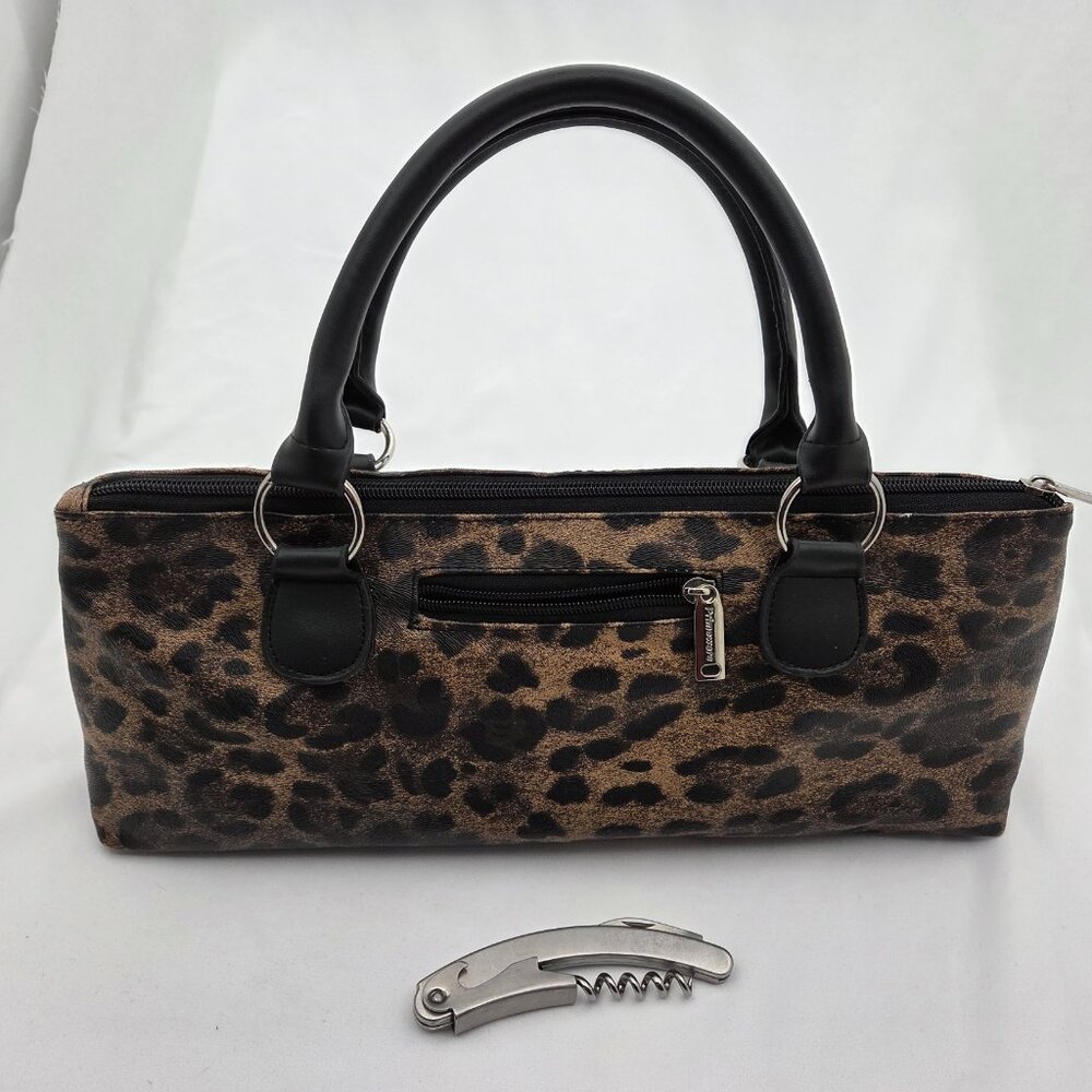 Primeware Leopard Print Insulated Wine Tote Clutch